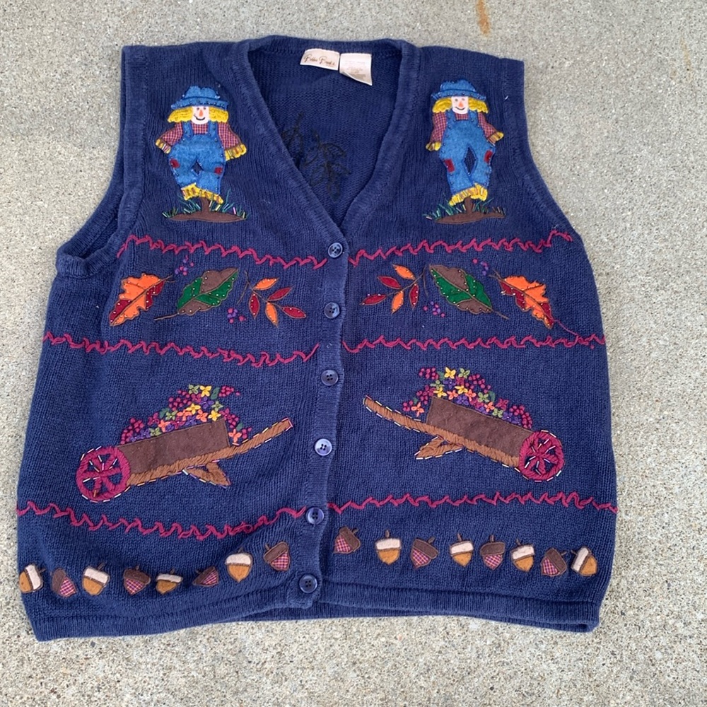 🚫SOLD🚫
Vintage Embroidered Fall Autumn Theme Sweater Vest Size 18w/20w - Picture 1 of 7